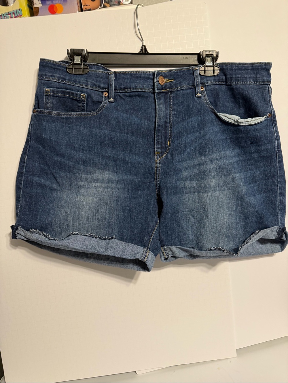 Levi's Dark Blue Rolled Hem Denim Shorts